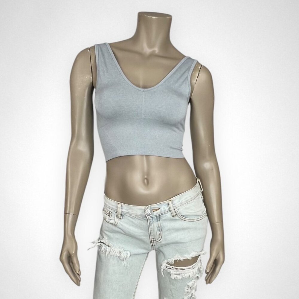 ABERCROMBIE & FITCH YPB Small Light Grey Cropped Tank Top Casual Y2K